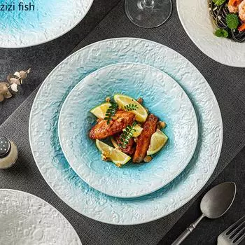 Керамическая миска, суповая тарелка с рисунком в виде камня, фруктовая тарелка, салатницы, обеденные тарелки, миски для лапши, десертная тарелка, поднос для закусок, блюдо для димсамов