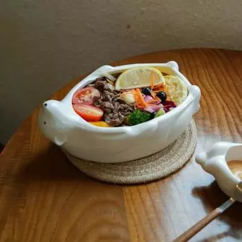 Керамическая миска в форме белого медведя, японская лапша в суповой миске, креативная персонализированная миска, кухонные принадлежности для ресторана 8 inch