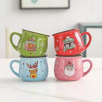 Керамическая мультяшная рождественская чашка для мусса, офисная кофейная чашка, домашняя десертная чашка для завтрака, детская молочная чашка, рождественский подарок 150ml
