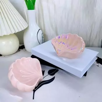 Керамическая мыльница для ванной комнаты, нескользящая многоцелевая мыльница в форме ракушки