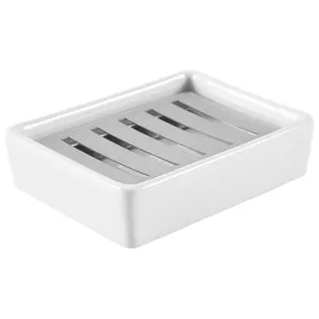 Керамическая мыльница из нержавеющей стали, мыльница для ванной и душа, двухслойная мыльница со сливом