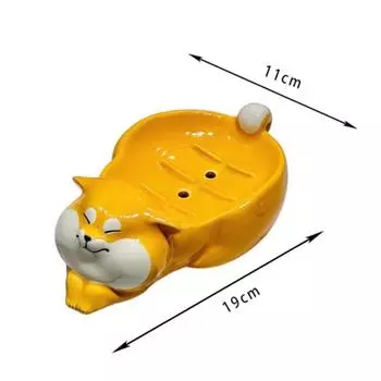 Керамическая мыльница сиба-ину, мыльница, креативная мультяшная полка, полка для слива унитаза, креативные декоративные аксессуары для ванной комнаты, новые