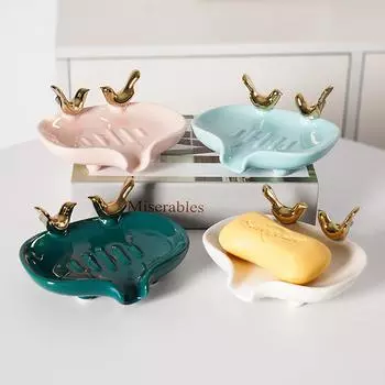 Керамическая мыльница со сливом воды для ванной комнаты, держатель для мыла, держатель для губки на кухне, контейнер для мыла, бытовые туалетные принадлежности