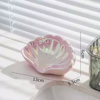 Керамическая мыльница в форме ракушки, аксессуары для ванной комнаты, держатель для мыла, сливной контейнер, креативный настольный поднос для ювелирных изделий