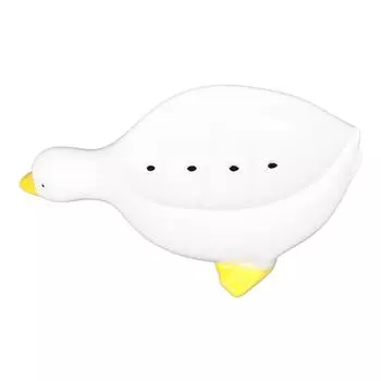 Керамическая мыльница в форме утки, симпатичная мыльница в форме животного с функцией самоосушения и сливом для душа