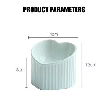 Керамическая наклонная приподнятая миска для кошек в форме сердца, нескользящая, симпатичная, для кошек, котят, маленьких собак, функциональная, ширина 14 см, ручная работа, кормушка для домашних животных чёрный