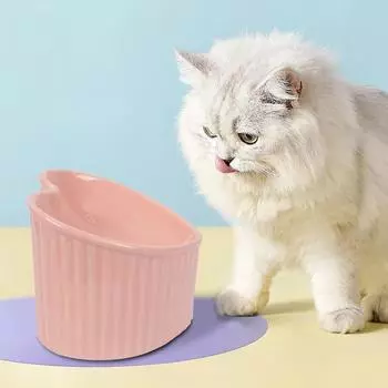 Керамическая наклонная приподнятая миска для кошек в форме сердца, нескользящая, симпатичная, для кошек, котят, маленьких собак, функциональная, ширина 14 см, ручная работа, кормушка для домашних животных темно-зеленого