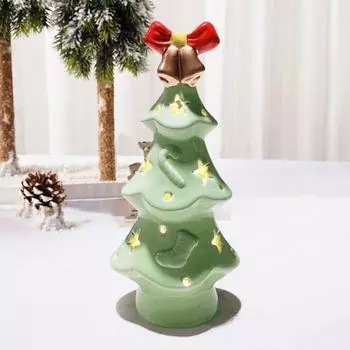 Керамическая новогодняя елка с подсветкой Мини настольная рождественская елка праздничное украшение дерево ночник для вечеринки центральный элемент прикроватный столик Star