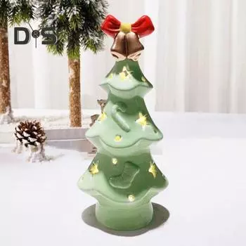 Керамическая новогодняя елка с подсветкой Мини настольная рождественская елка праздничное украшение дерево ночник для вечеринки центральный элемент прикроватный столик Star