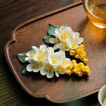 Керамическая палочка-благовоние ручной работы из нефрита в виде орхидеи, креативный декор для дома, украшения для чайной церемонии, домашние животные, украшение для чайного стола