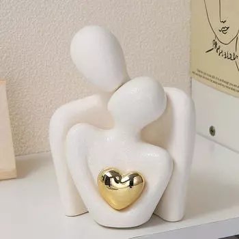 Керамическая парная скульптура для помолвки, подарков на свадьбу ко Дню святого Валентина, украшения стола чёрный