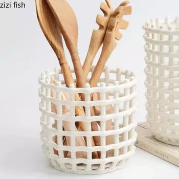 Керамическая плетеная корзина для хранения фруктовая корзина банка для хранения бутылок трубка для палочек для еды подставка для слива поднос для закусок ящик для хранения органайзер