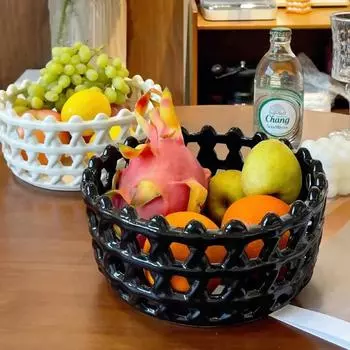 Керамическая плетеная корзина для хранения фруктовая корзина кухонная сушилка для палочек для еды декоративная корзина поднос для закусок фруктовая тарелка для гостиной белый
