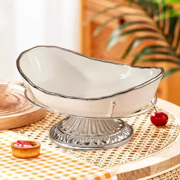 Керамическая подставка для фруктов, держатель для конфет, железная моющаяся миска для еды в посудомоечной машине серебряный