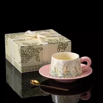 Керамическая подставка для яиц Кофейная чашка Блюдце Чашка для латте Чашка для латте Сувенир Подарок Чашка для послеобеденного чая 260Ml