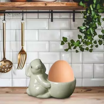 Керамическая подставка для яиц в виде кролика, декор для стола для завтрака, подставка для яиц в виде кролика для яиц всмятку, украшение для дома на Пасху A зелёный