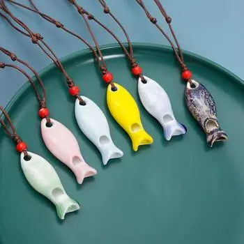 Керамическая подвеска в виде рыбы в китайском стиле, гладкий персонализированный свисток, милое этническое ожерелье в стиле бохо, подарок Style D