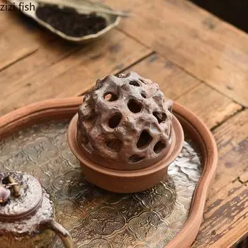 Керамическая полая курильница для благовоний Буддийское настроение Ароматная тарелка Тарелка для благовоний Аксессуары для чайной церемонии Подставка для благовоний