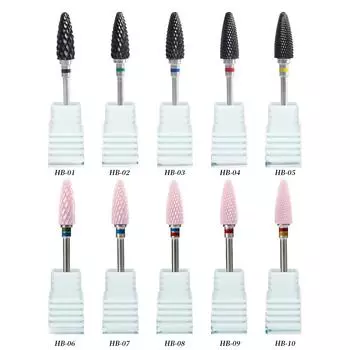 Керамическая полировальная головка для нейл-арта, одинарная пуля, черный, розовый, полировальная головка