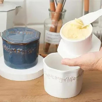 Керамическая посуда, банка для масла Polygon Butter Crisper Cheese Sealed Jar Western Butter Box Cheese Slicer Cheese Dish Tableware