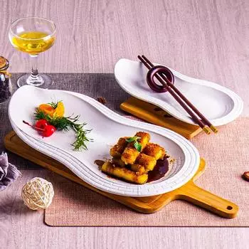 Керамическая посуда для отеля тыква барбекю плоская тарелка паста стейк белое холодное блюдо фьюжн блюдо китайский ресторан