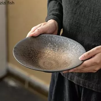 Керамическая посуда Обеденная тарелка Фруктовая тарелка Салатница Суповая тарелка Западная тарелка для стейка Десертная миска Суши Поднос для закусок Тарелки