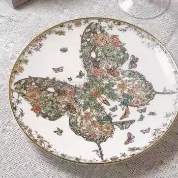 Керамическая посуда с изображением бабочек для отеля и дома, в западном стиле, тарелки из костяного фарфора, кофейная чашка, высокое качество