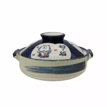 Керамическая посуда Saji Pottery Banko Ware, глиняный горшок 6 Lucky Cat, сделано в Японии, синий, 900 мл Нет. 24-811 синий