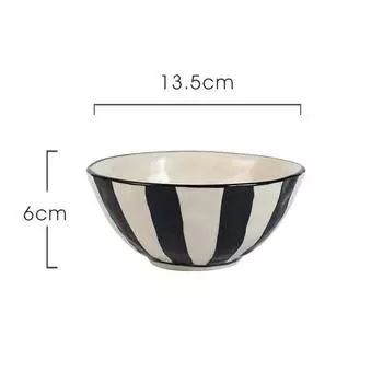 Керамическая посуда в черно-белую полоску, глубокая фарфоровая тарелка, тарелка в виде соломенной шляпы, тарелки для пасты, миски, столовая посуда, можно использовать в микроволновой печи
