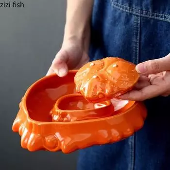 Керамическая посуда в форме панциря краба Тарелка для приправ Десертное блюдо для закусок Салатная тарелка Крабовая тарелка Художественная концепция столовой посуды