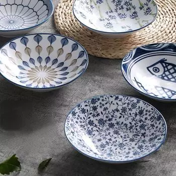 Керамическая посуда в китайском стиле, ручная роспись сине-белого цвета под глазурью, креативная персонализированная домашняя 8-дюймовая тарелка 918
