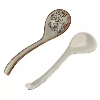 Керамическая посуда в японском стиле, суповая ложка с длинной ручкой, бытовая суповая ложка для отеля, расписные ложки с цветами, столовая посуда D