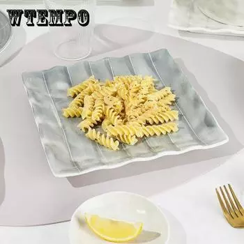 Керамическая посуда в скандинавском стиле, набор тарелок, мисок, бытовая комбинация, креативная посуда для пары, квадратная тарелка, тарелка с рыбой