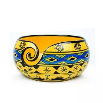 Керамическая пряжедержательница (Дикий аква-желтый - Средний) - 7 x 7 x 3 дюйма