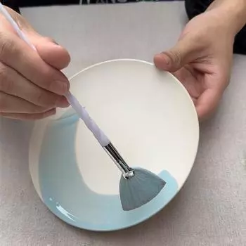 Керамическая раскраска веерная кисть нейлоновая мягкая щетина DIY керамическая подглазурная краска раскрашивание кисть инструменты для глазури синий