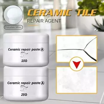 Керамическая ремонтная паста, клей для напольной плитки, средство для ремонта плитки в ванной и душевой кабине, набор для ремонта фарфора для трещин и сколов 2 шт. 15g+15g