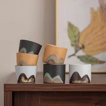 Керамическая ретро-чашка для чая, изысканная расписанная вручную чашка для чая в форме горы, практичная цветная глазурь, чашка для чая ручной работы, модная чашка