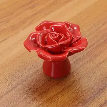 Керамическая роза дверная ручка ручка для ящика шкафа гардероба мебельная фурнитура (красный)