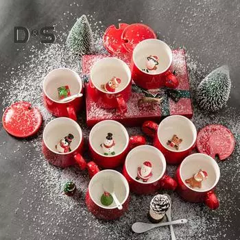 Керамическая рождественская кружка 350 мл, креативная мультяшная девушка, студентка, чашка для воды, молока, кофе, рождественские подарки, кружка H