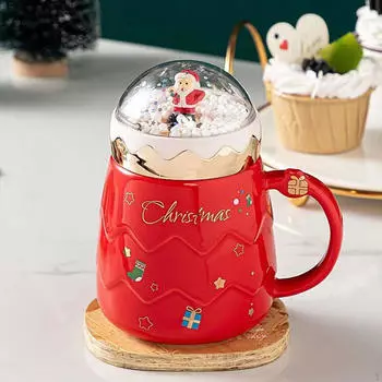 Керамическая рождественская кружка для питья напитков, рождественское утро, чашка, зимняя посуда красный