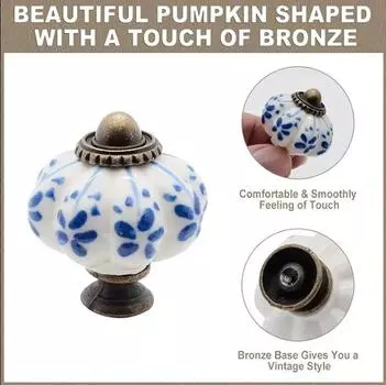 Керамическая ручка-скоба с рисунком тыквы в деревенском стиле для детской комнаты, ручка для ящика шкафа, европейская ручка в стиле ретро