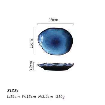 Керамическая салатница Lrregular Food Тарелка Кухонные принадлежности Европейская керамическая посуда с голубой глазурью Тарелки для ужина Бытовая посуда