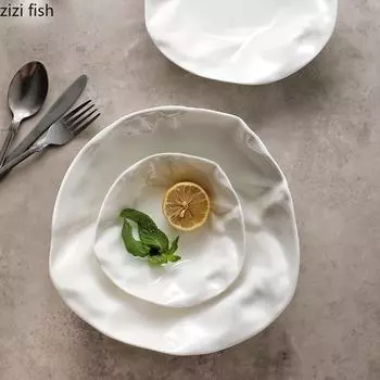 Керамическая салатница Тарелки для еды Фруктовая тарелка Суповые тарелки Миска для лапши Холодные овощи Тарелки для десерта Диск для сашими Поднос для закусок