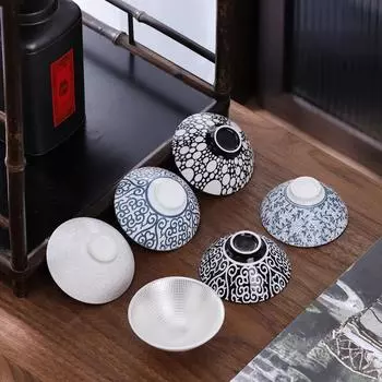 Керамическая серебряная позолоченная чашка для чая ручной работы, отдельные чашки для благодарности, чаша в виде бамбуковой шляпы, чашка для чая кунг-фу, благоприятные облака, 55 мл 55ml