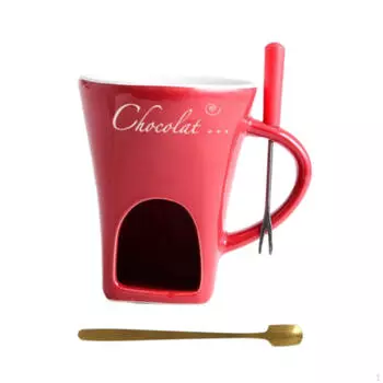 Керамическая шоколадная фондюшка, плавильная чашка, подогреватель масла, набор кружек для фондю для подарков на день рождения, маме красный