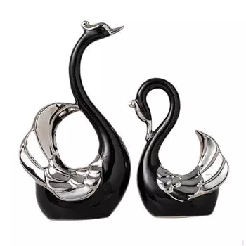 Керамическая скульптура пары лебедей, украшение для стола, высота 9 и 6,3 дюйма, подарок на День святого Валентина для домашнего декора