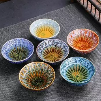 Керамическая старинная чайная кружка Kiln Change Tea Marigold Master Cup Premium Feeling Gradient Personal Tea Кружка 9.5x4.5cm 1PCS