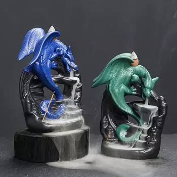 Керамическая старинная курильница с драконом, домашний декор, настольный декор, рождественские подарки для ароматерапии (Без благовоний)