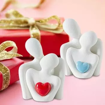 Керамическая статуэтка для объятий пар, мини-скульптура для обнимающейся пары, романтическая статуэтка влюбленного, домашний декор для телевизора, полки на годовщину свадьбы, подарок на день святого Валентина S черный белый