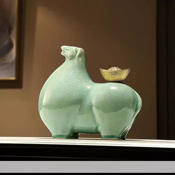 Керамическая статуэтка, статуэтка лошади, подарок на день рождения, украшение фэншуй, скульптура животного для спальни, кабинета бежевый